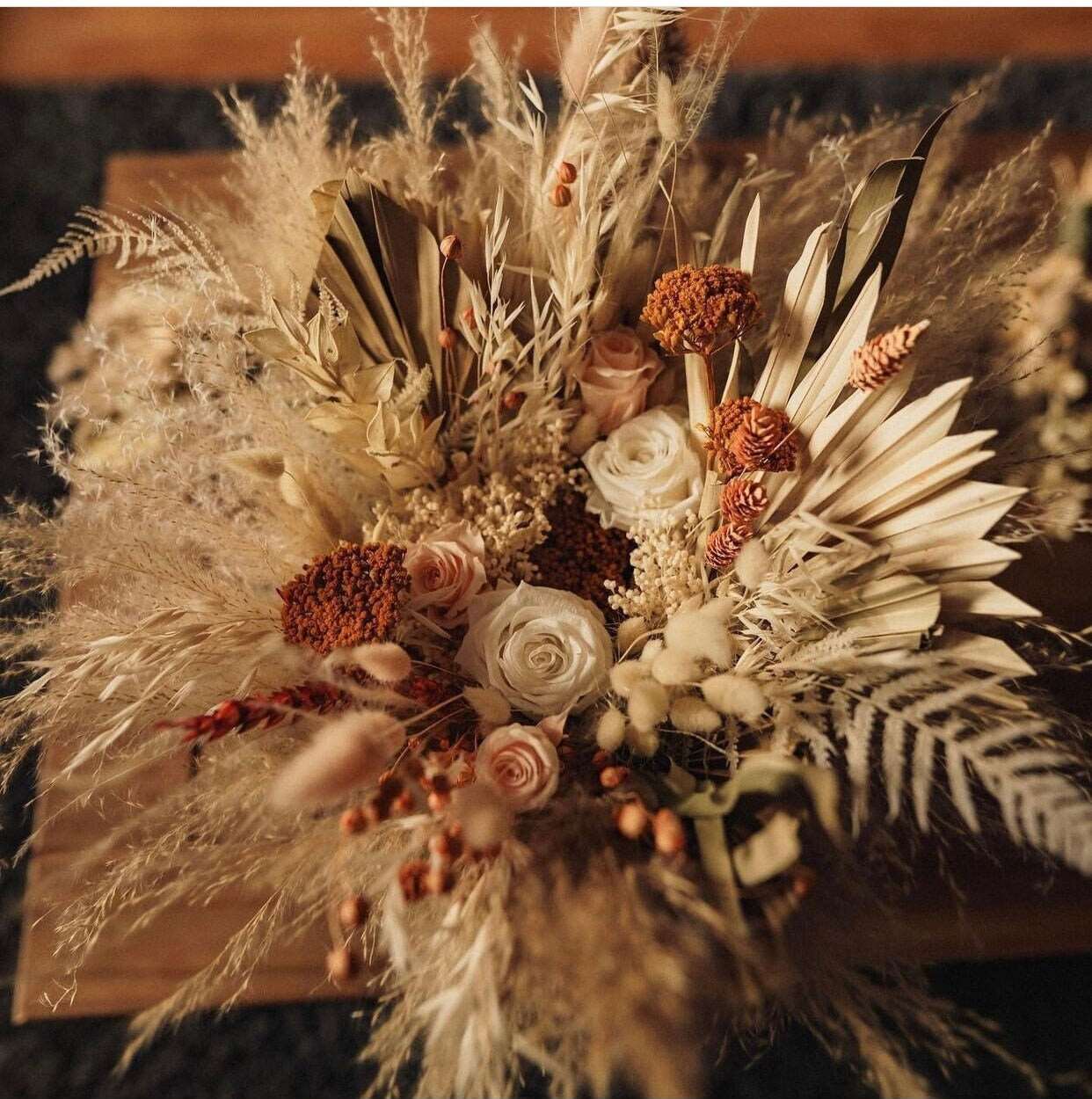 hiddenbotanicsweddings Bouquets Dried Flowers Bridal Bouquet - Burnt Orange & Cream No. 8