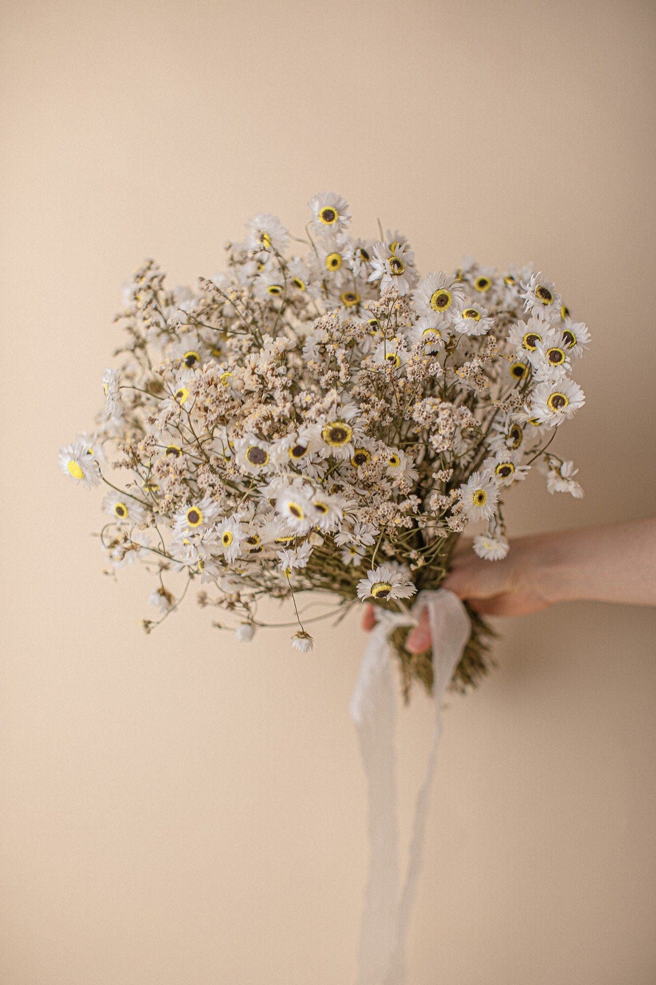 hiddenbotanicsweddings Bouquets Dried Flowers Bridal Bouquet - Daisy White & Cream