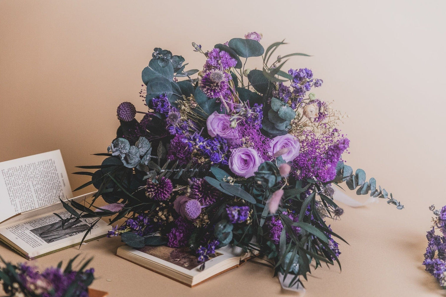hiddenbotanicsweddings Bouquets Dried Flowers Bridal Bouquet - Dark Green & Purple