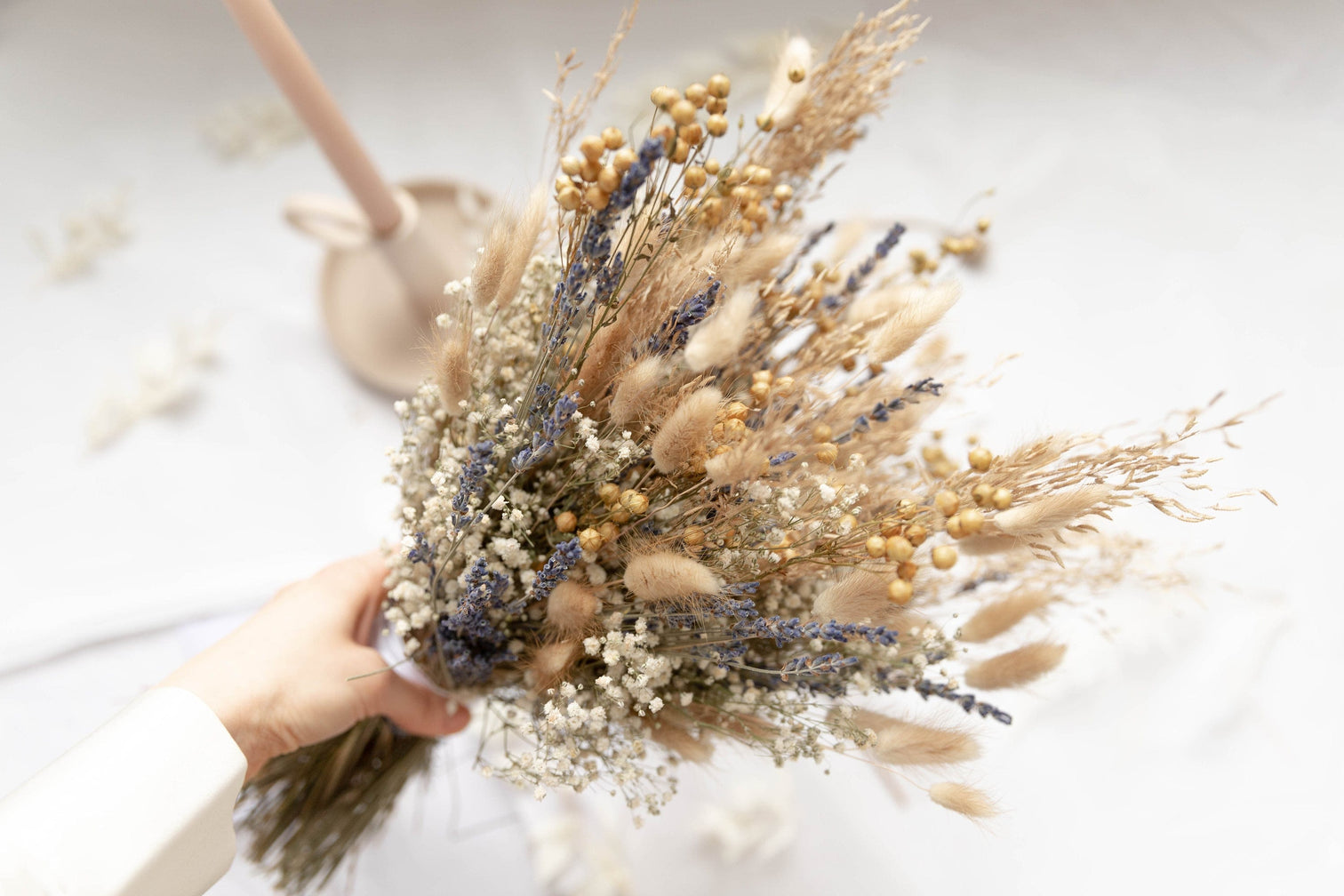 hiddenbotanicsweddings Bouquets Dried Flowers Bridal Bouquet - Lavender Purple & Cream No. 1
