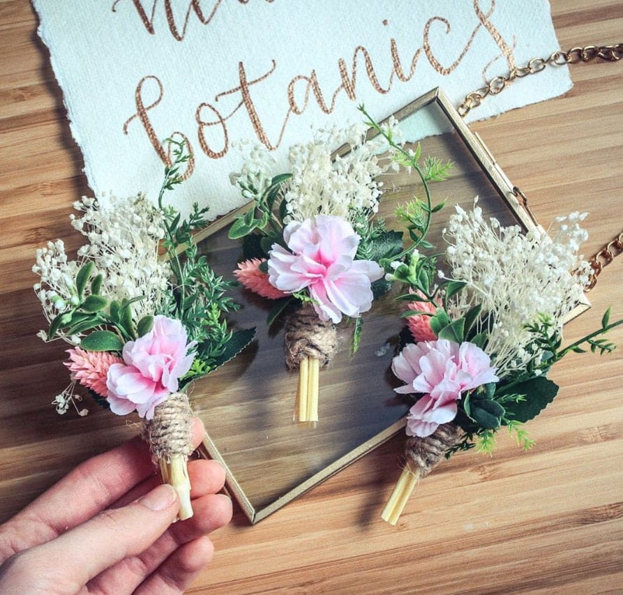 hiddenbotanicsweddings Buttonholes/Boutonnieres Pink Cherry Blossom Boutonnieres