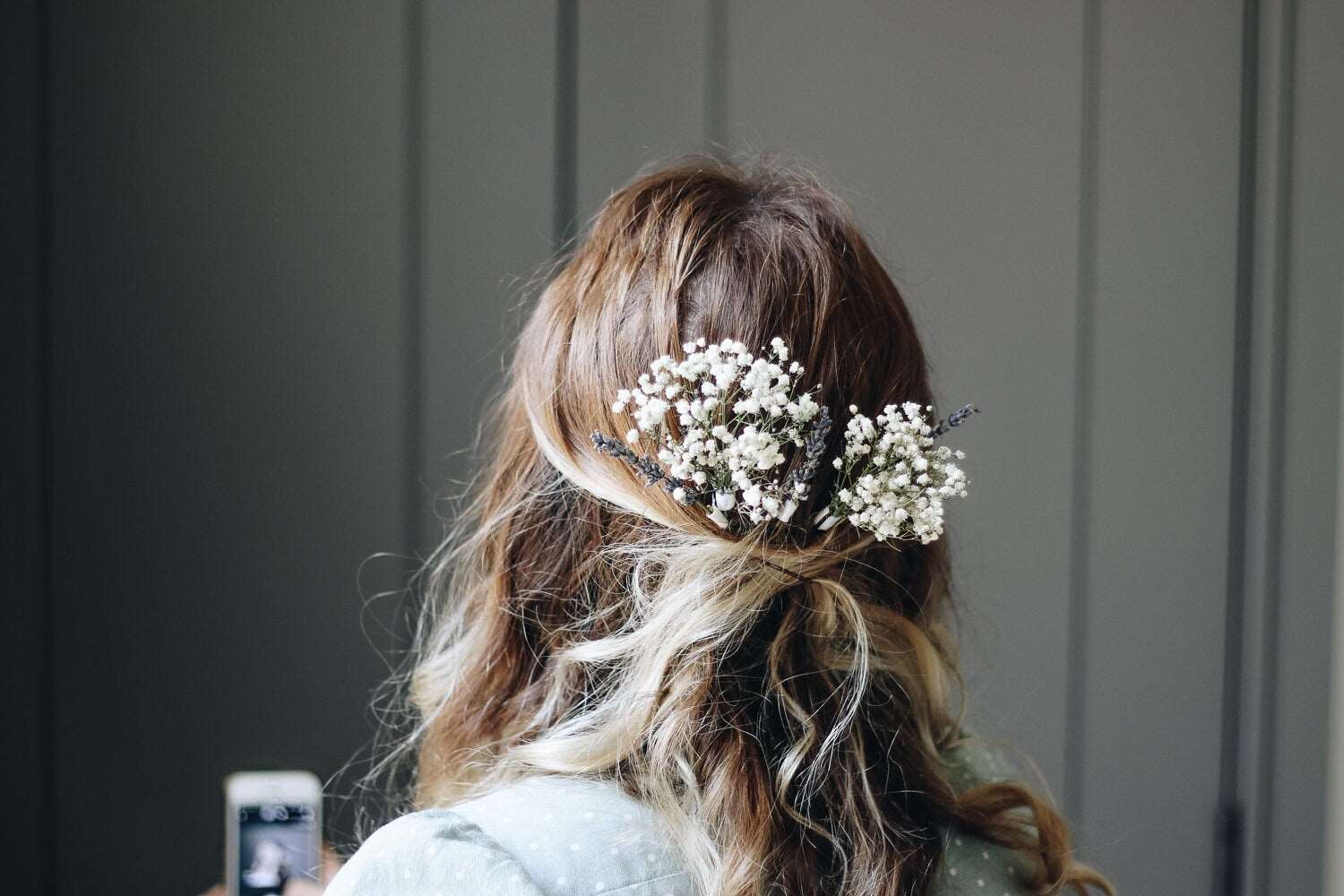 hiddenbotanicsweddings Hair Pin Sets Baby's Breath Bridal Hair Pin Set, Lavender Hair Pins, Dried flowers Hair pins, Dried Flowers Hair accessory, Boho weddings, Natural Bride