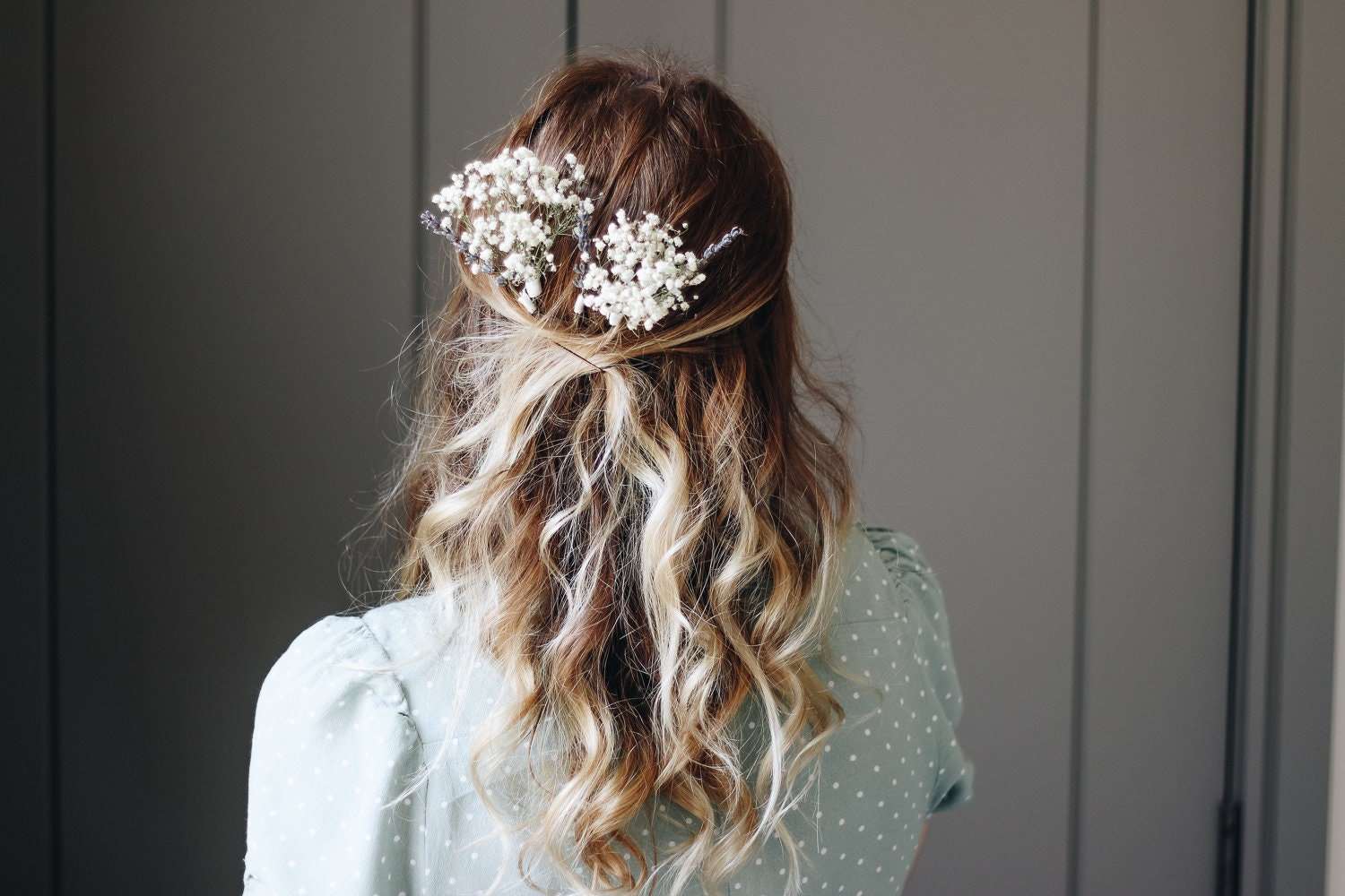 hiddenbotanicsweddings Hair Pin Sets Baby's Breath Bridal Hair Pin Set, Lavender Hair Pins, Dried flowers Hair pins, Dried Flowers Hair accessory, Boho weddings, Natural Bride