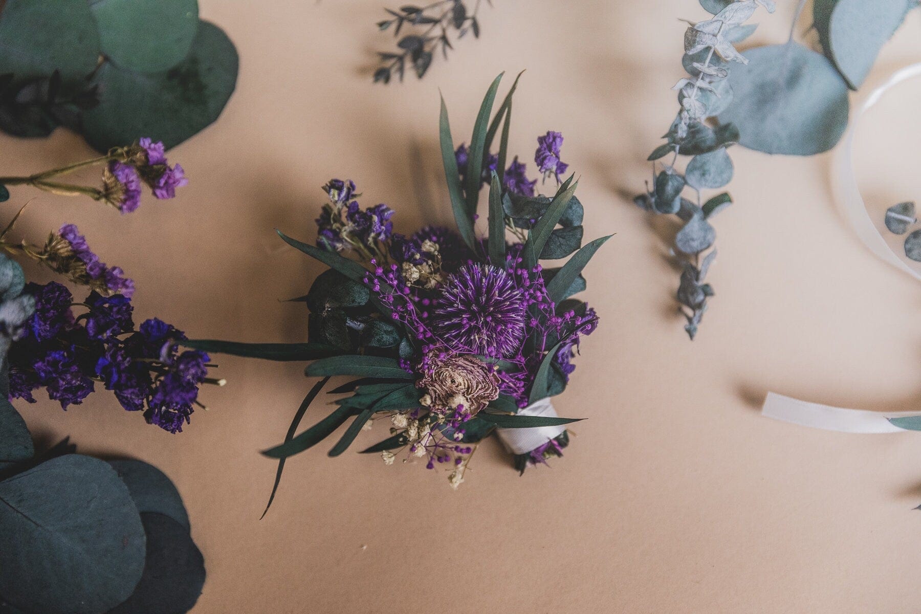 hiddenbotanicsweddings Buttonholes/Boutonnieres Eucalyptus & Globe Scottish Thistle Purple Boutonnieres / Lapel Pin For Men / Groom Pin / Boho Boutonniere / Groom Boutonniere