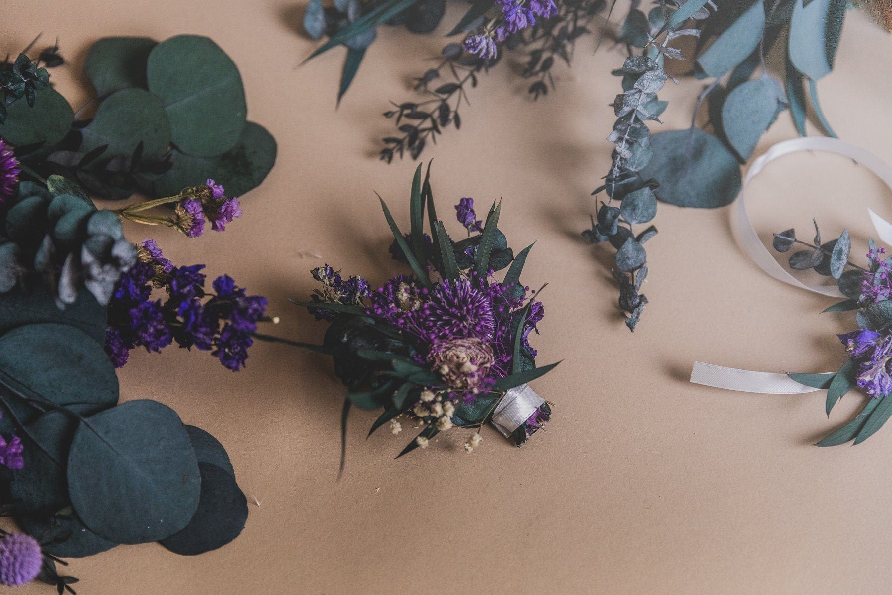 hiddenbotanicsweddings Buttonholes/Boutonnieres Eucalyptus & Globe Scottish Thistle Purple Boutonnieres / Lapel Pin For Men / Groom Pin / Boho Boutonniere / Groom Boutonniere