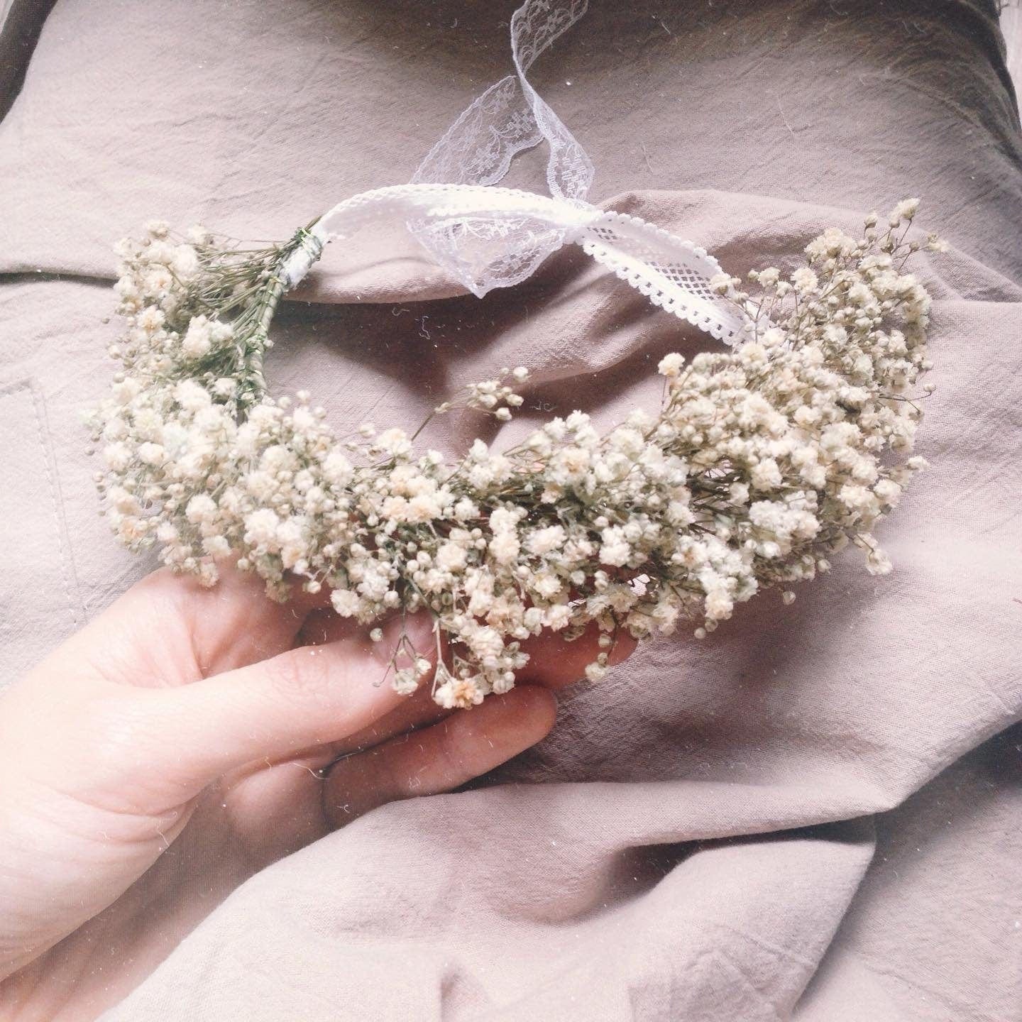 hiddenbotanicsweddings Hair Crowns Flower Girl Crown / Baby Floral Crown / Baby's Breath Baby Crown / Newborn Crown / Newborn Photo Prop / flower crown baby