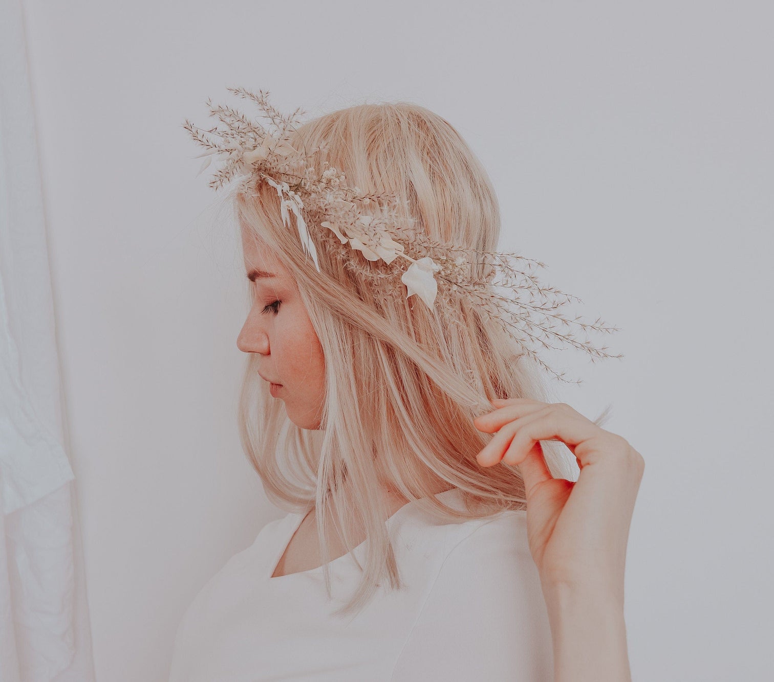hiddenbotanicsweddings Hair Crowns The Pampas and Prairie Crown / Pampas Grass Dried Grasses Crown / Dried Flower Crown / Boho Bridal Crown