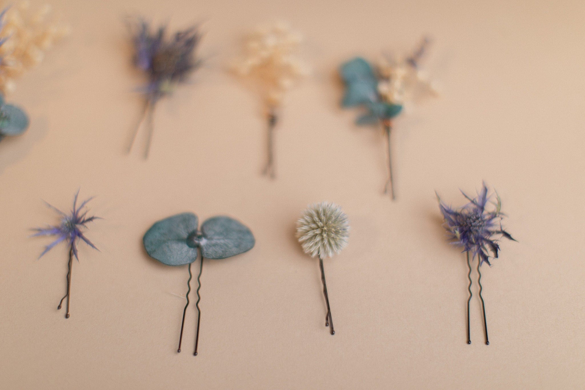 hiddenbotanicsweddings Hair Pin Sets Scottish Thistle & Eucalyptus Hair Pins Set, Boho Hair Pins, Wedding Hair Pins, Flower Pin Set