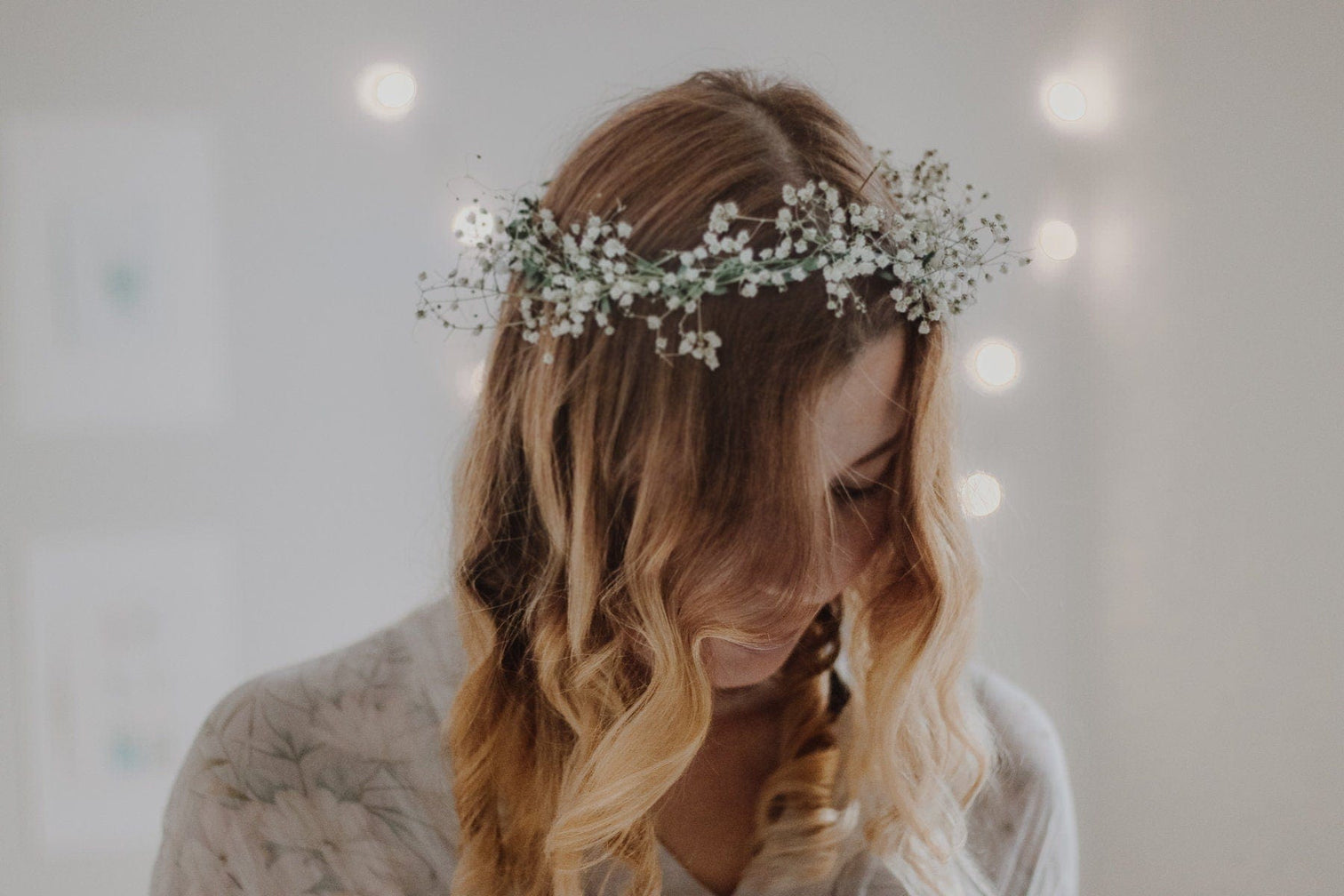 hiddenbotanicsweddings Hair Crowns Gypsohila (baby's breath) Dried Flower Crown, Bridal Crown, Ivy Hair crown, Dried flower bridesmaid wreath, Wedding crown, Gypsophila crown