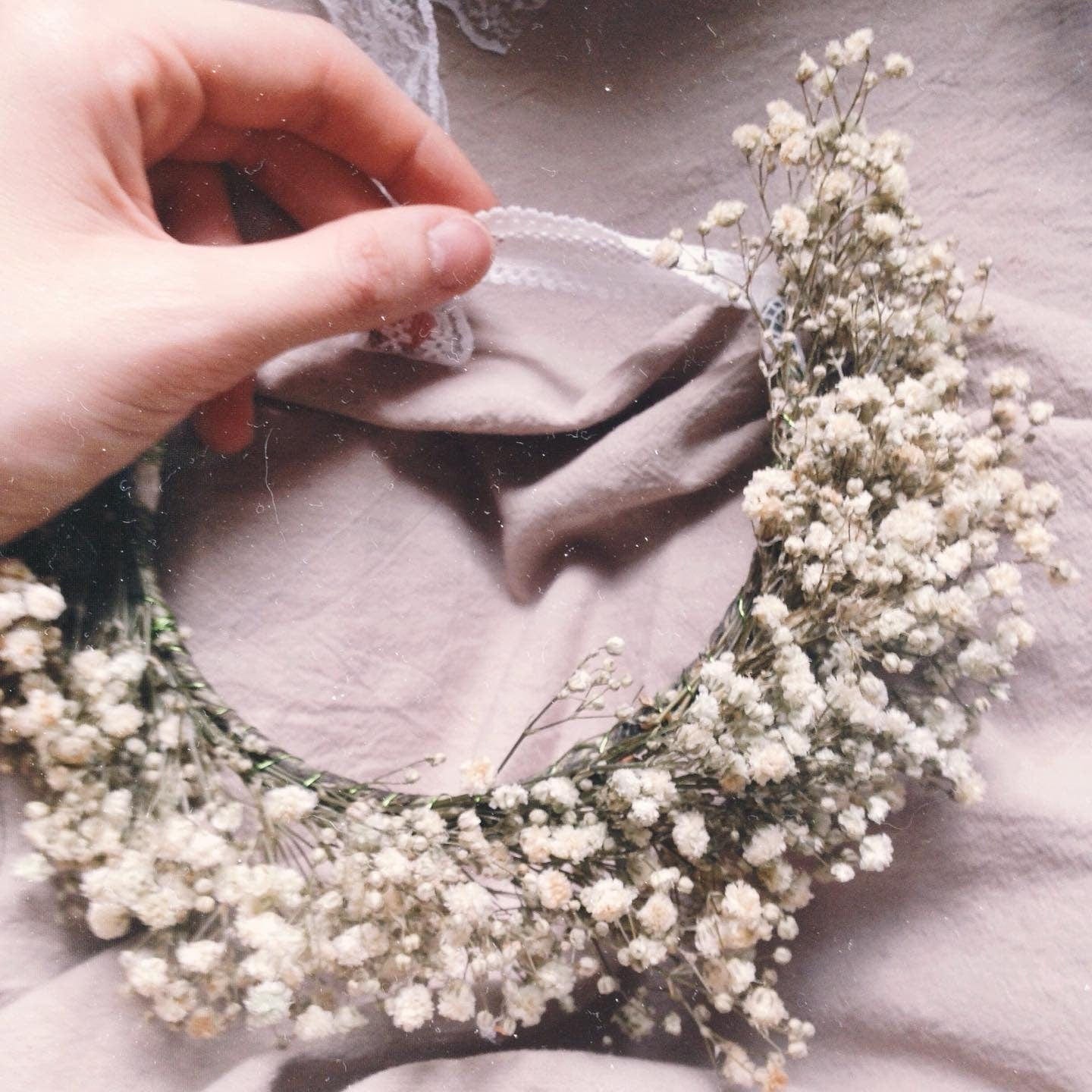 hiddenbotanicsweddings Hair Crowns Flower Girl Crown / Baby Floral Crown / Baby's Breath Baby Crown / Newborn Crown / Newborn Photo Prop / flower crown baby