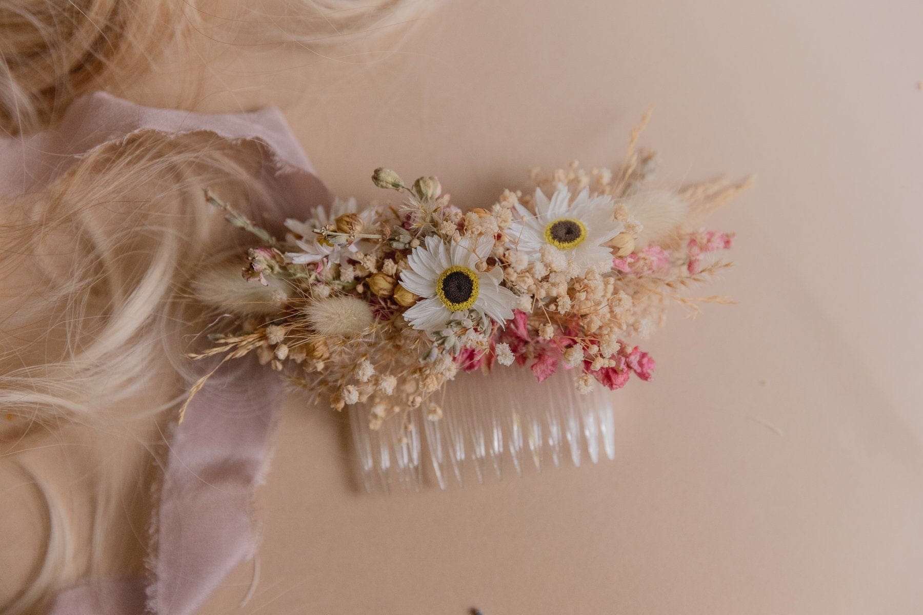 hiddenbotanicsweddings Bouquets Colourful Dried Flowers Bridal Bouquet - Soft Cream & Pink