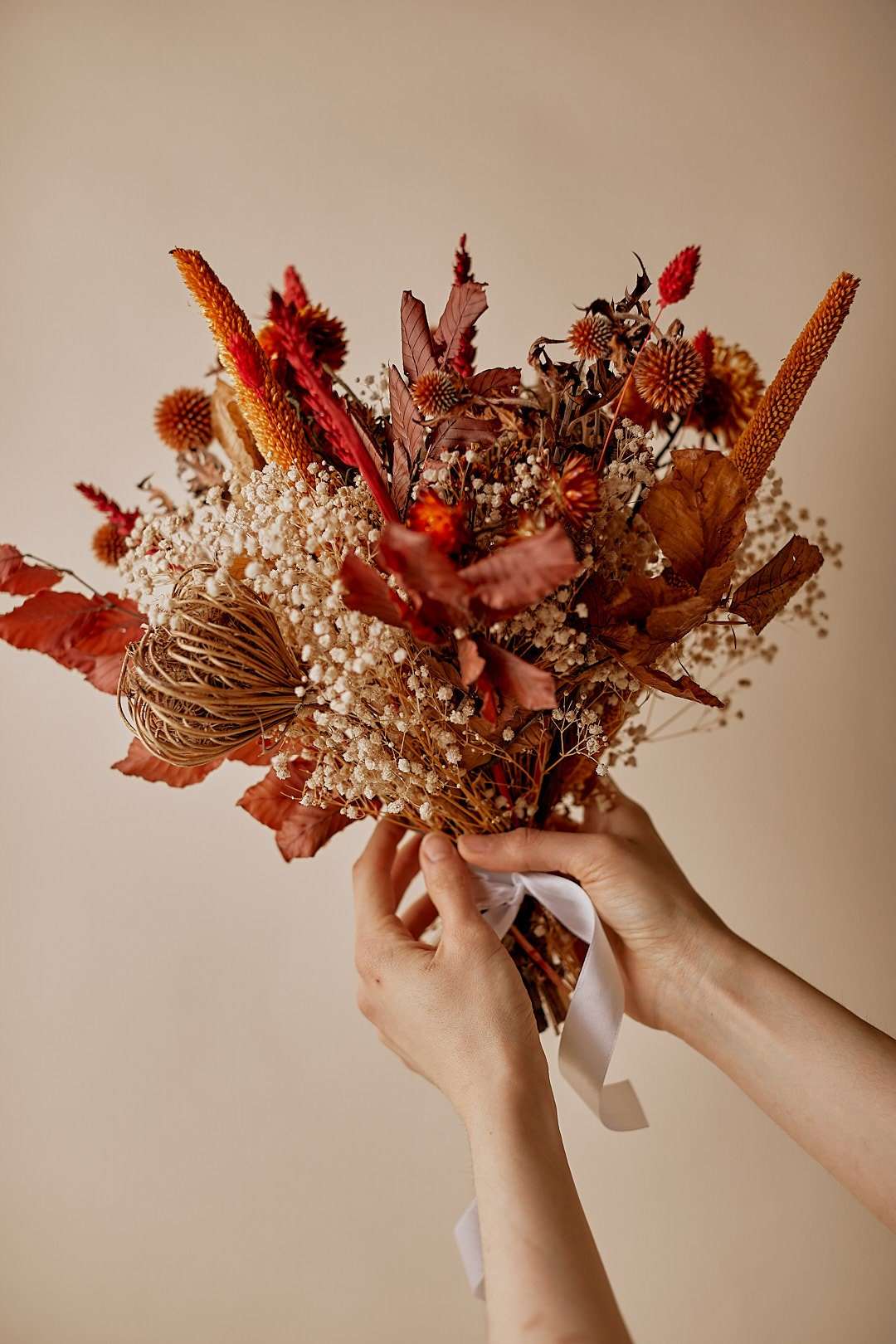 hiddenbotanicsweddings Bouquets Dried Flowers Bridal Bouquet - Burnt Orange & Cream No. 7