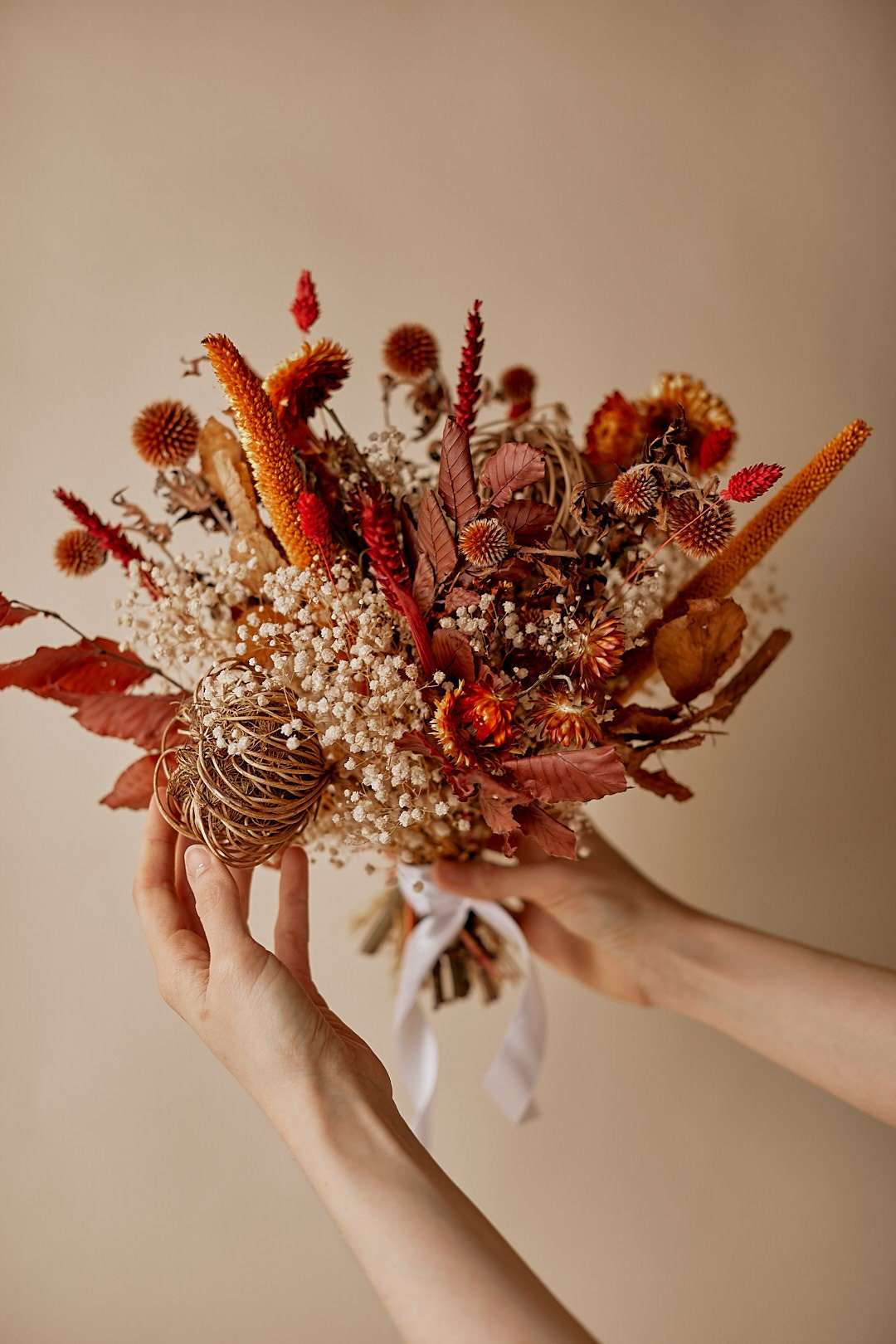 hiddenbotanicsweddings Bouquets Dried Flowers Bridal Bouquet - Burnt Orange & Cream No. 7