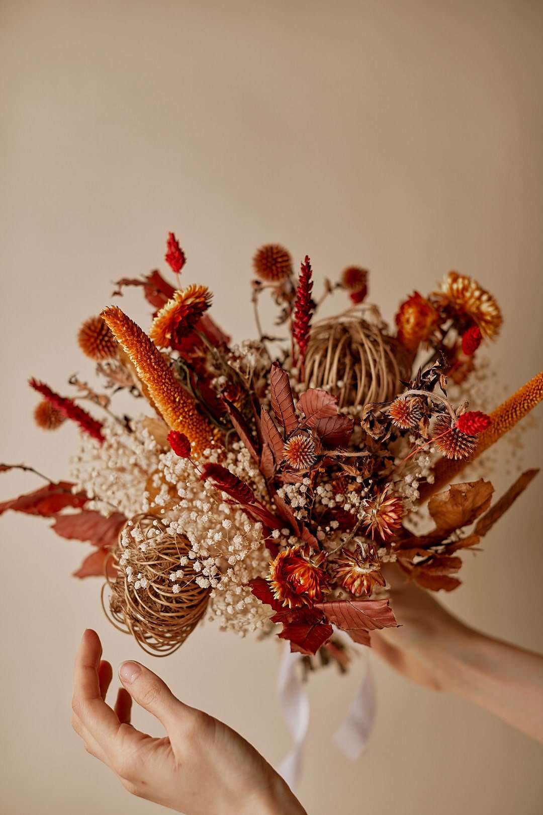 hiddenbotanicsweddings Bouquets Dried Flowers Bridal Bouquet - Burnt Orange & Cream No. 7